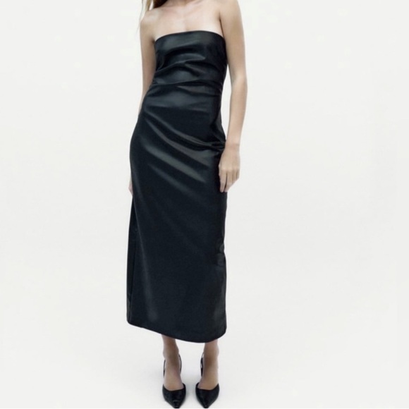 NWT Zara faux leather midi dress - Picture 2 of 2